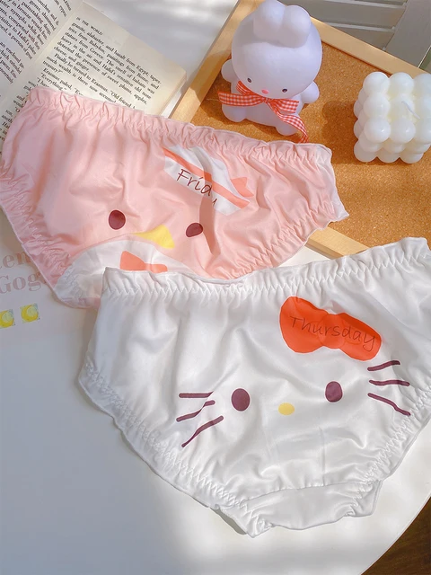 3pcs Kawaii Sanrio Hello Kitty Breifs Cartoon Melody Weekdays Underwear  Women Panties Girl Traceless Silk Breathable Clothes - AliExpress