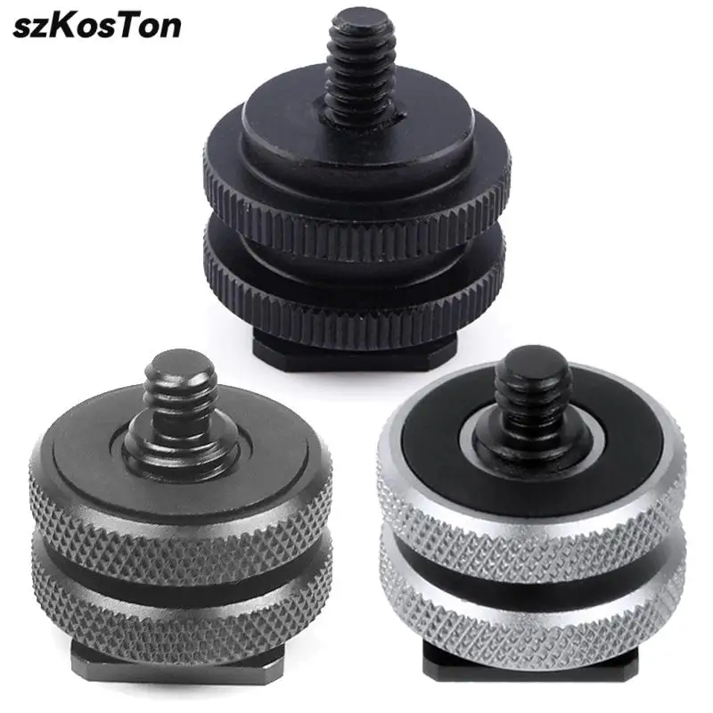

1/4 Hot Shoe Mount Phone Holder Dual Nut Cold Shoe Adapter Bracket For Double-Layer Camera Hot Shoe Adapter Accessories