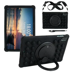 Soft Bubbles Silicon Tablet Case with 360° Rotating Bracelet, 11 for Honor Pad X8b (Black)