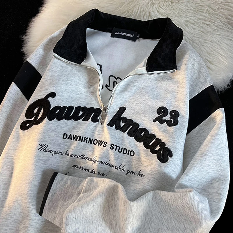 

Thin Letter Embroidery Women's Sweat-shirt New Vintage Brand Female Sweatshirt Warm and Comfortable Women's Clothing