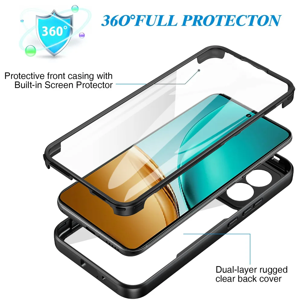 Full Body Shockproof Case with Built-in Screen Protector and Clear Design