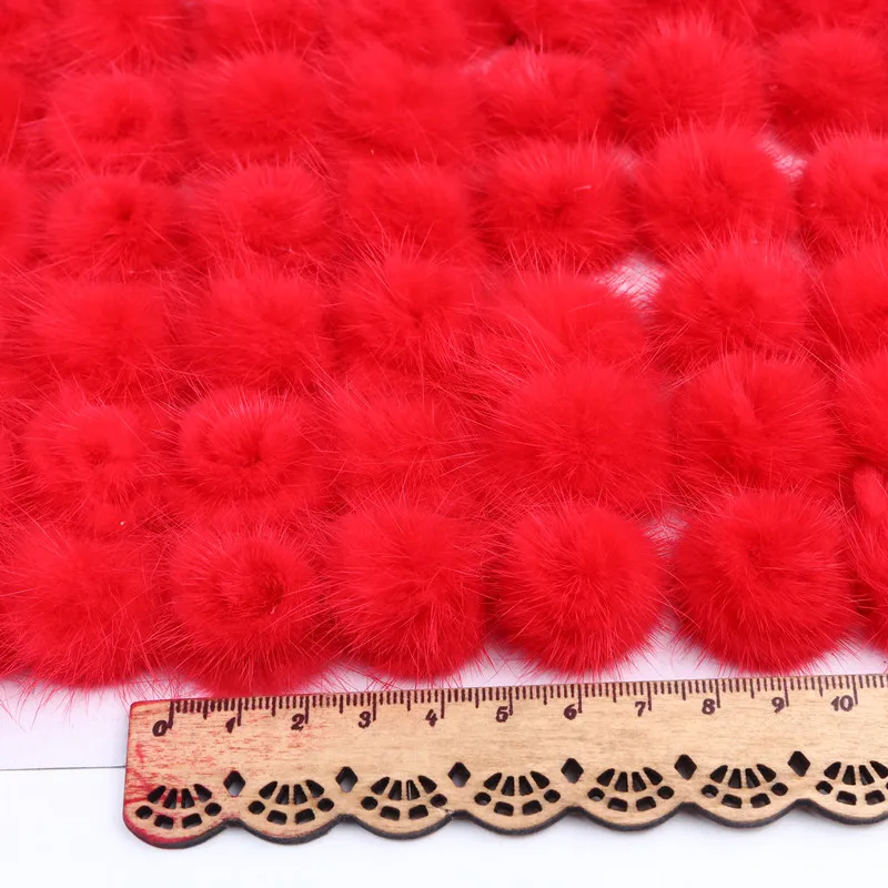 2.5 Cm Colorful Plush Ball Crafts Fox Pompoms Fluffy Keychain Hairpin DIY Supplies