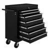 Steel 7-Drawer Rolling Tool Chest Box Wheels Garage Workshop Organizer Storage Black 24.5" Compact Durable Portable Heavy Duty 1