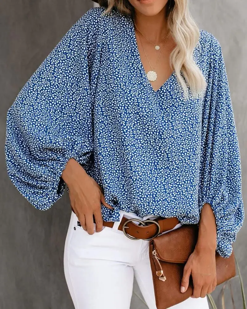 Frauen V-ausschnitt Tie Dye Leopard Print Bluse Shirts Casual Langarm Lose Pullover Bluse Tops BNS-H6651_voghion.com