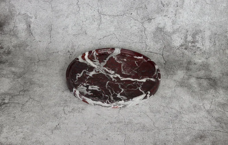 D20x2cm Design Luxury Red Round Rosa Levanto Marble Tray Holder Collection Jewellery Display Serving Tray Jewelry Storage 5