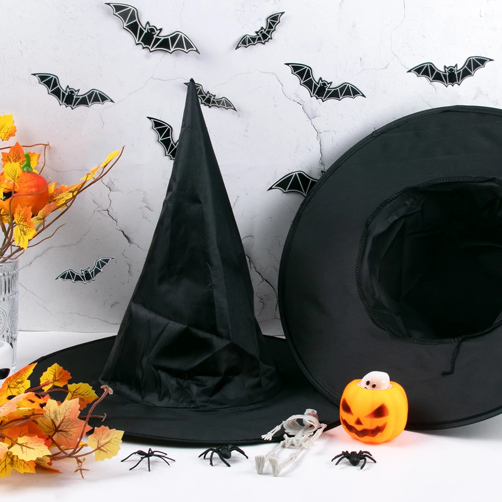 3/5 stücke Halloween Schwarz Hexe Hut Hof im freien garten Hängen Hexe Hut Halloween Party Cosplay Kostüm Requisiten Dekor Zauberer kappe – Detail 1