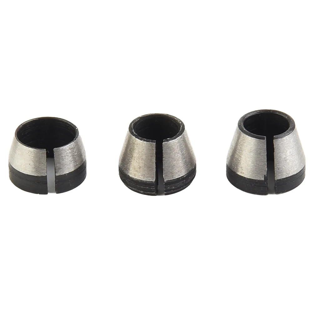 

3pcs Carbon Steel 6mm 6.35mm 8mm Collet Chuck For Engraving Trimming Machine Electric Router High Hardness