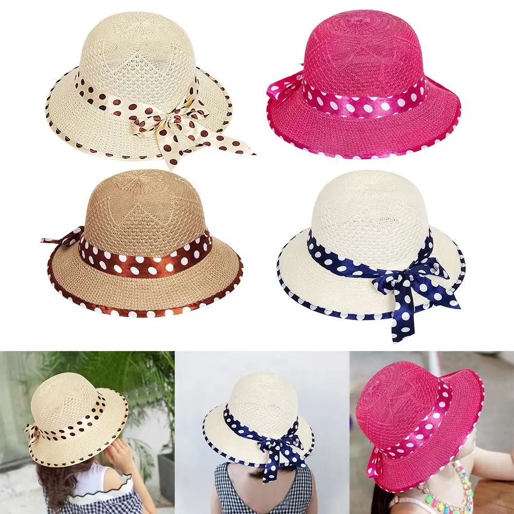 

Foldable Fisherman Hat Straw Hat Breathable Sun Protection Sunshade Hat Bowknot Panama UV Protect Buckets Hat Outdoor