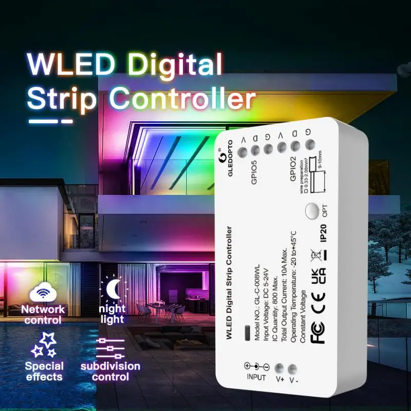 WLED Digital Strip Controller WS2812B WS2811 SK6812 TM1814 WS2813 WS2815 Light Strip Controller Over 100 Dynamic Lighting Mode