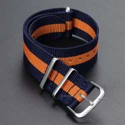 Durable Nylon Military-Style Watch Band - Army Sport Bracelet Replacement for 22mm (Blue orange)