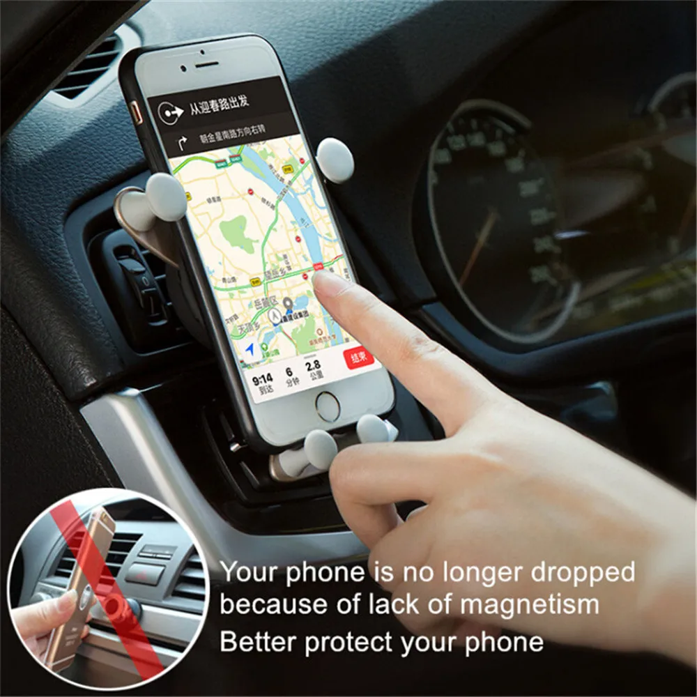 Gravity Air Vent Car Phone Holder Hook Mount GPS Universal Smartphone Stand For iPhone Samsung Xiaomi Auto Cell Bracket