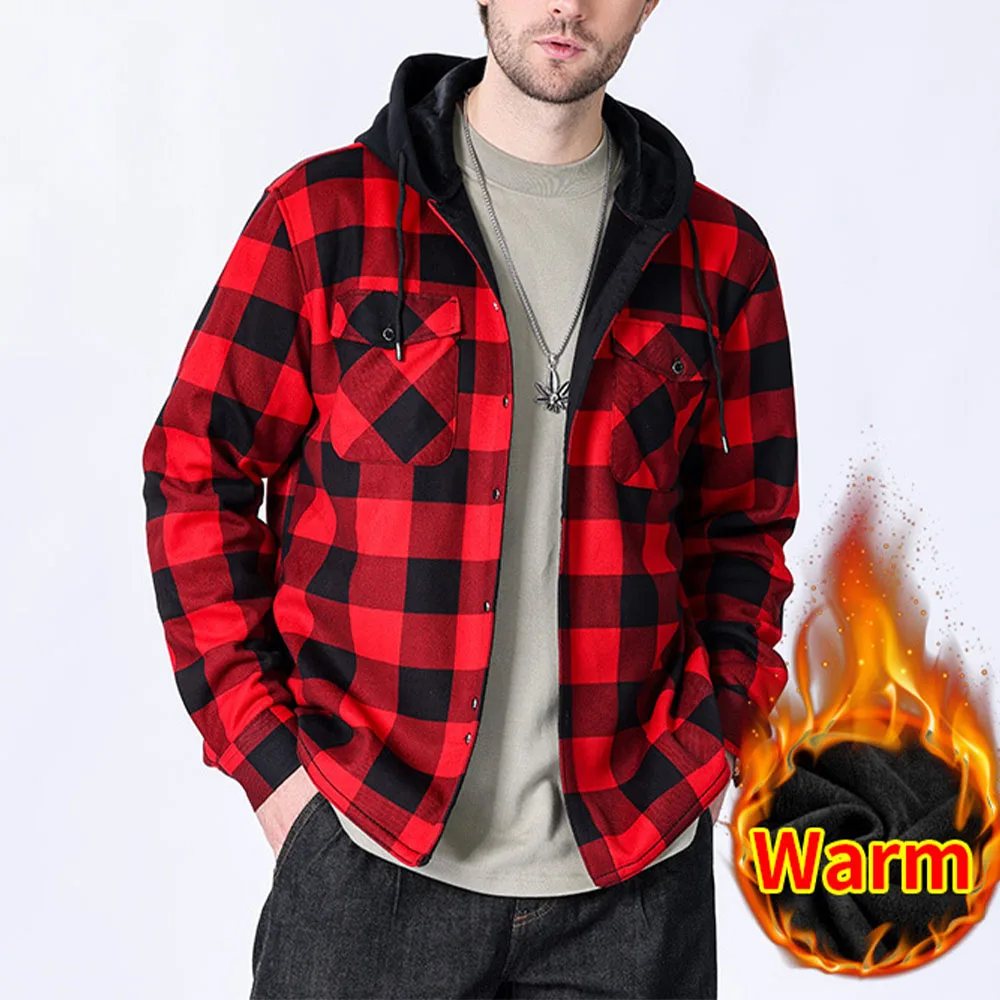 Chaqueta Overshirt Von Dutch Para Hombre – Forro Polar, Cuadros, Abrigo Casual De Invierno