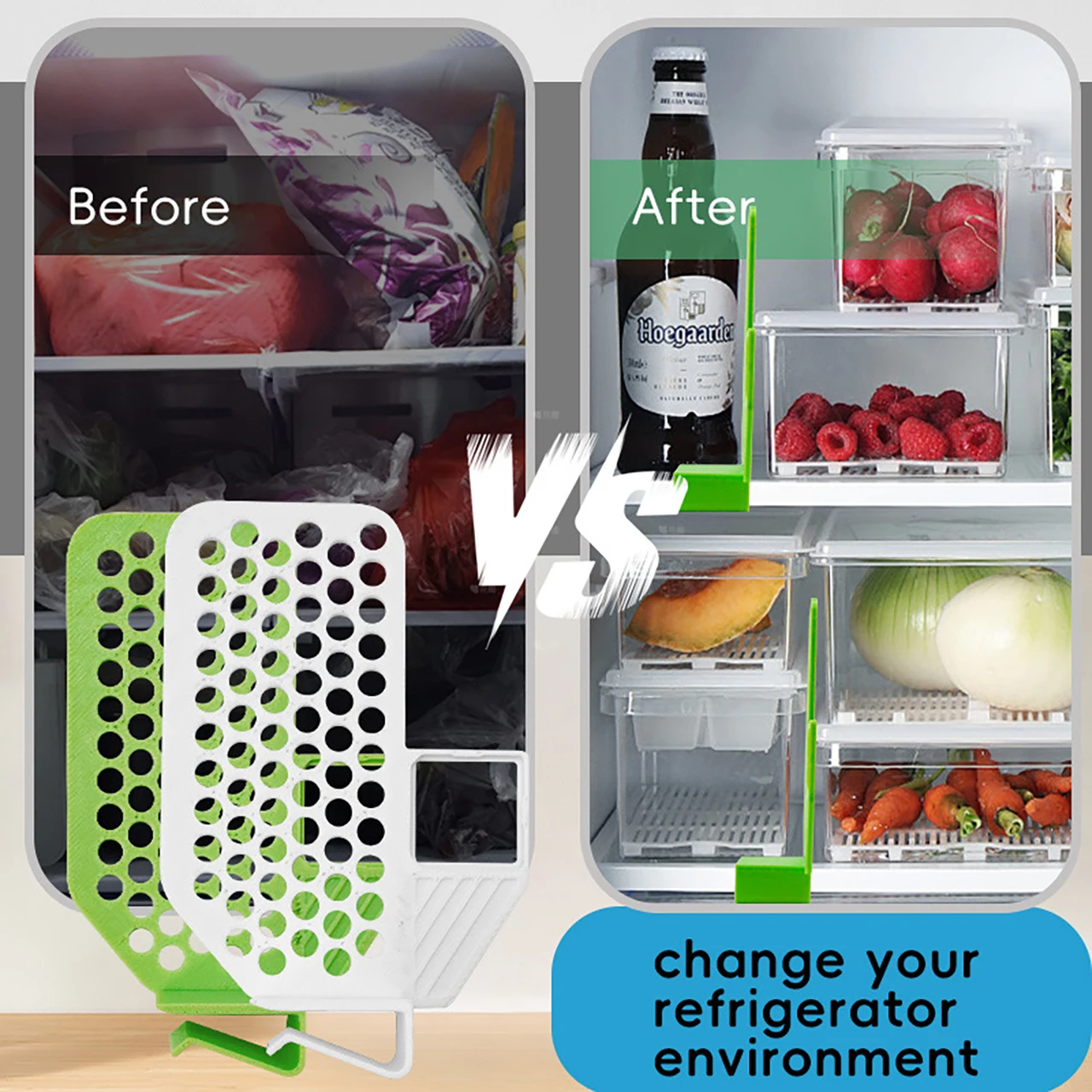 Refrigerator Dividers Fridge Storage Drawer Organizer Separators Adjustable Space Allocator Partition Shelf