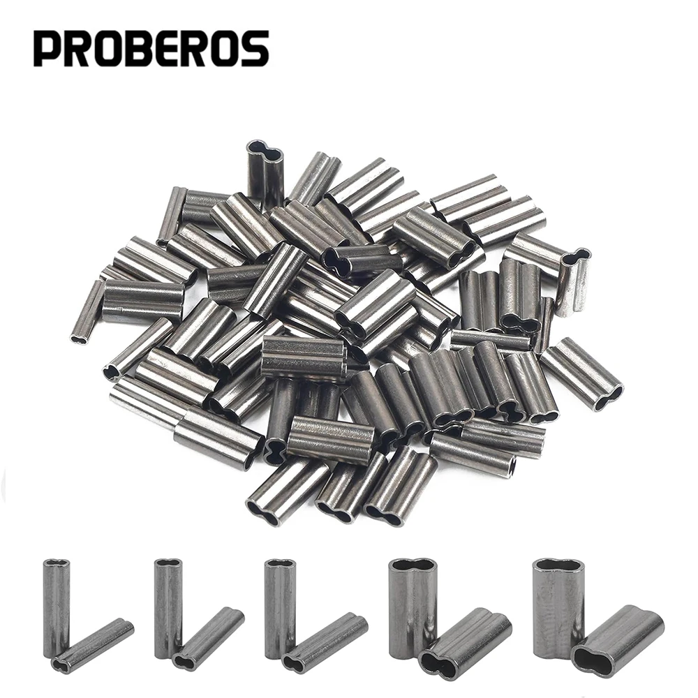 50 pièces manchons de sertissage cuivre double barillet pour bas de ligne pêche - Connecteurs tube crimp PRO BEROS