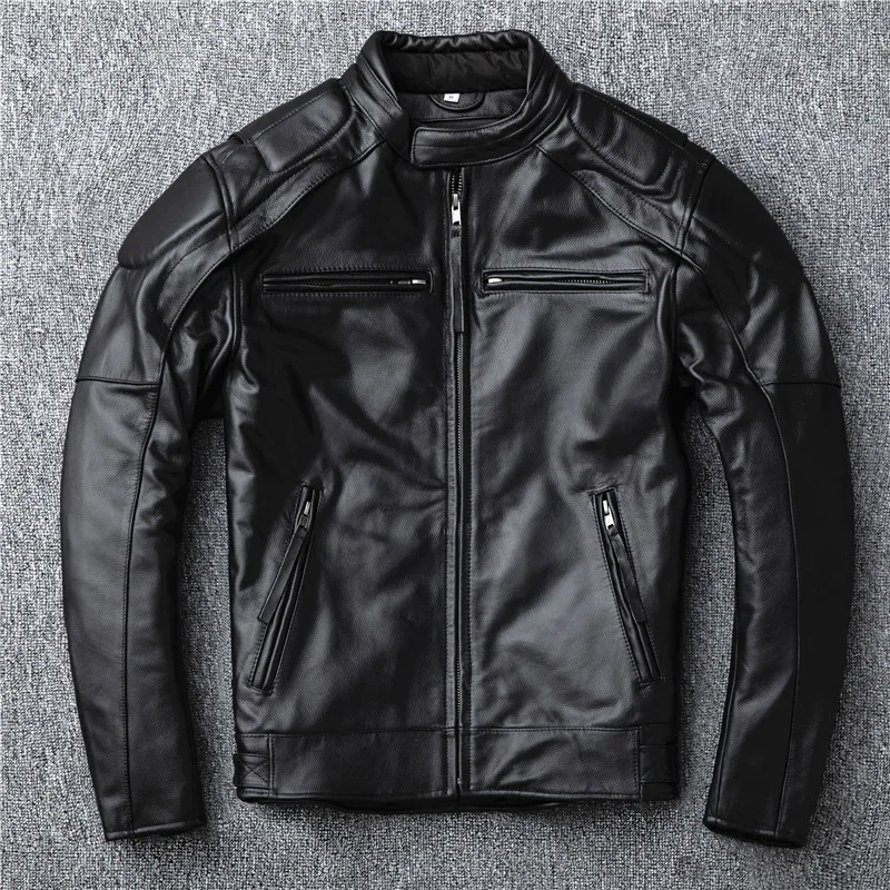 

Detachable Liner Autumn And Winter Classic Leather Bomber Jacket Men's Stand Collar Short Slim Fit Flight Suit Tide