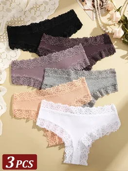 3Pcs/set Women Cotton Lace Panties Floral Intimate Underwear Trendy Patchwork Lace Briefs Female Soft Underpants Lingerie S-XL 1