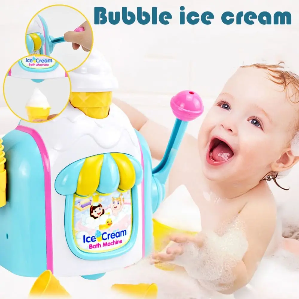 

Fun Children Newborn Baby Foam Cone Factory Ice Creams Maker Bathtub Toy Bath Toys Bubble Machine