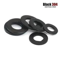 Black Plated 304 Stainless Steel Flat Washer Set - Assorted Sizes (1 to 50 Pieces) - 3Pcs M14x28x2.5