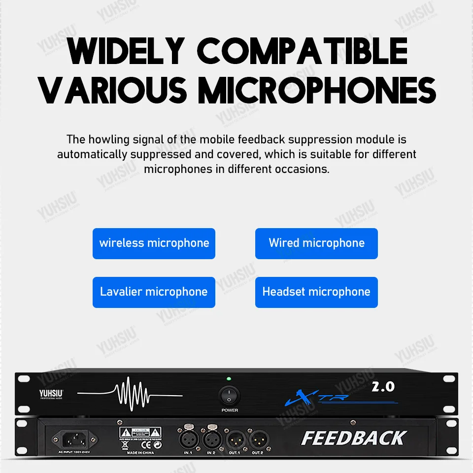 Professional Feedback Destroyer 2 in 2 Out Performance Stage Conference Automatic Anti-Howling KTV Microphone Frequency Shifter
