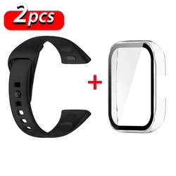 Silicone Sport Strap and Protective Case for Redmi Watch 3 Active (Black transparent)