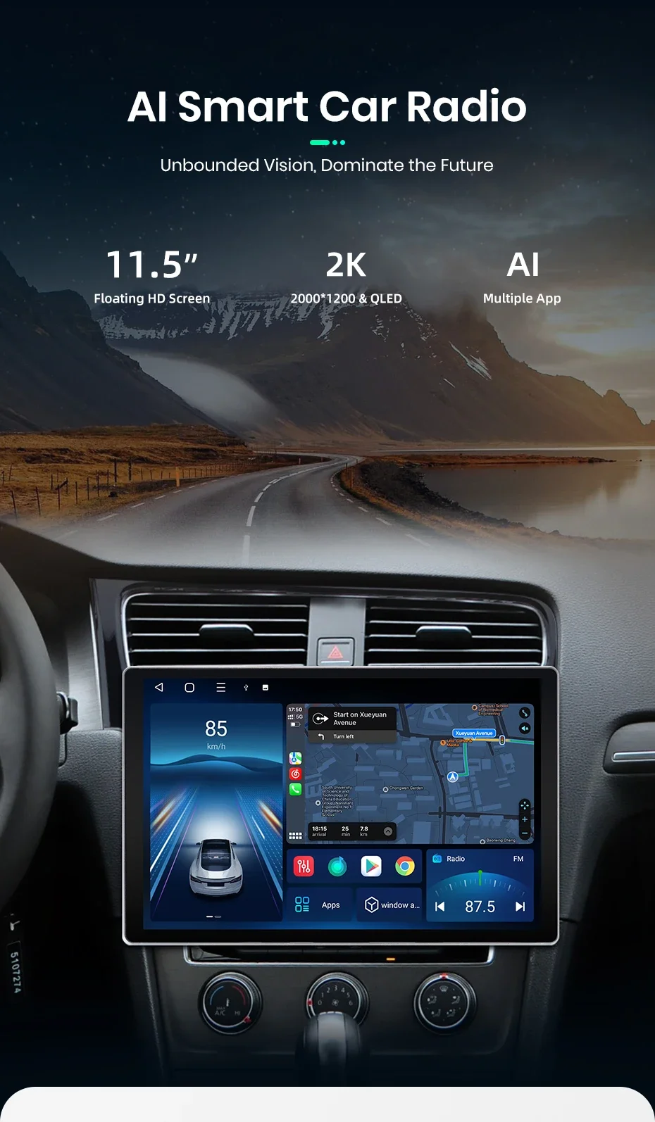 2K QLED Bildschirm Auto Radio Für VW Volkswagen Golf 7 2013-2017 Drahtlose CarPlay Android Auto Multimedia autoradio – Detail 3