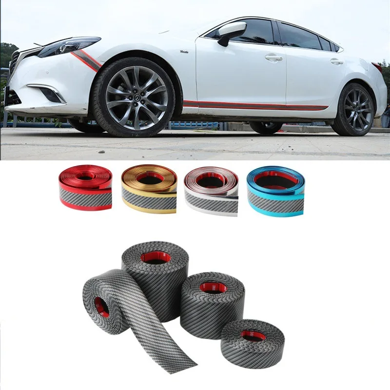 

Car Threshold Bar Anti-step Sticker Universal Modified Pedal Decorative Strip Carbon Fiber Pattern Bumper Anti-collision Sticker