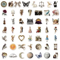 50PCS Retro Art Aesthetics Creative Graffiti Stickers DIY Manual Scrapbook Notebook Tablet Waterproof Stickers 6