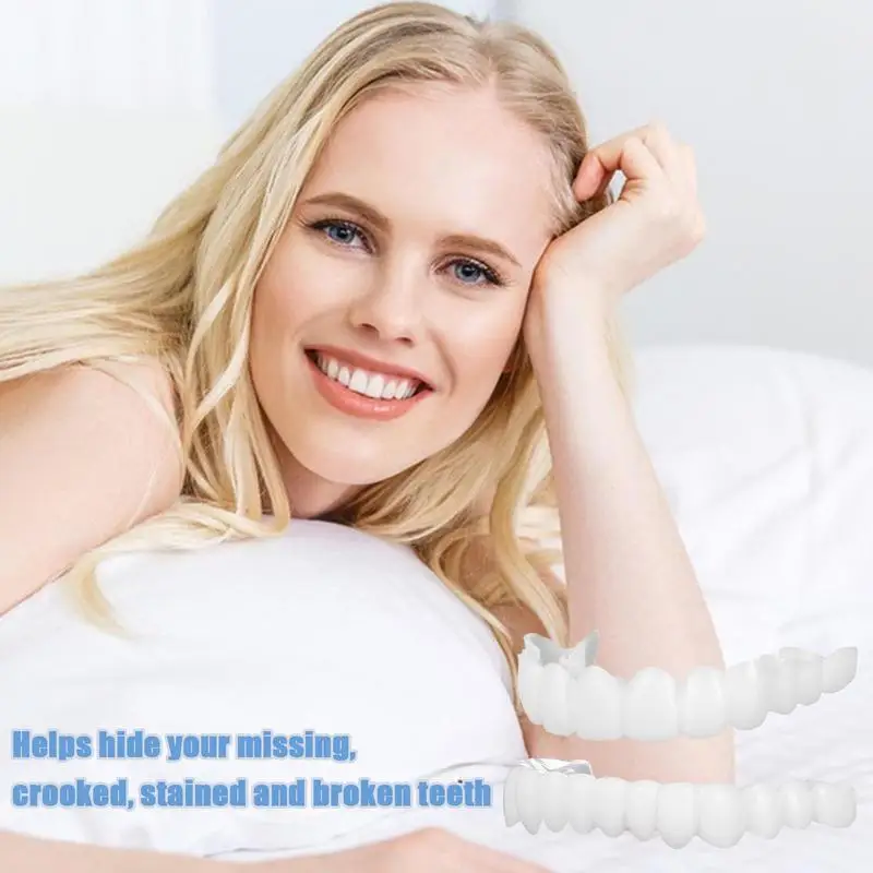 1Pair Snap On Teeth Veneers For Men Women Cover Smile Veneers Teeth Upper Beauty Tool Cosmetic TeethFree Temporary Hygiene Tool