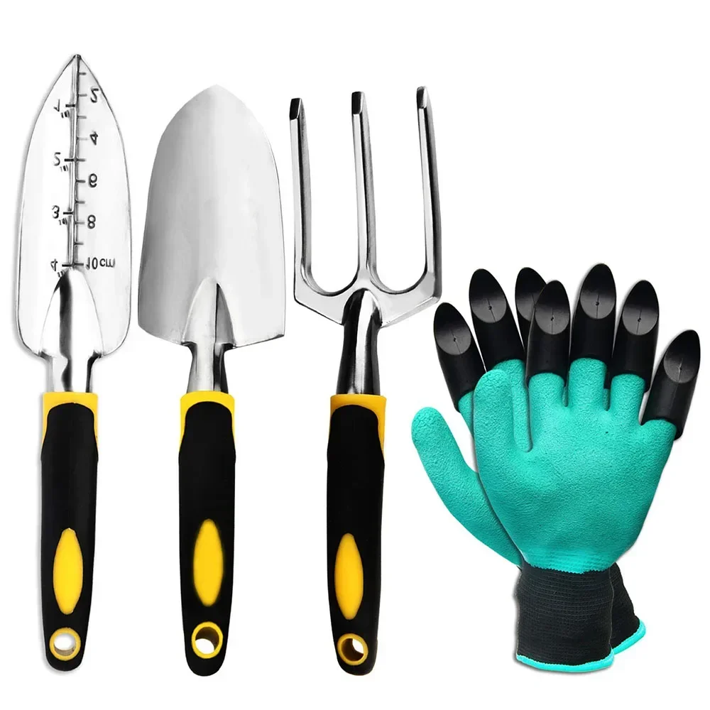 Description Picture 3 of itemGarden Tool Set 4 Pack With Trowel, Cultivator Hand Rake, Transplant Trowel, Gardening Gloves For Weeding, Loosening Soil