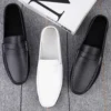 Summer Mens Casual Loafers Leather Loafer Shoes For Men Fashion Light Flats Man White Sneakers Slip-On Driving Big Size 38-47 6