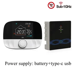Smart WiFi Wireless Thermostat for Floor Heating and Gas Boiler - Battery Powered Temperature Controller (No WiFi(Black))