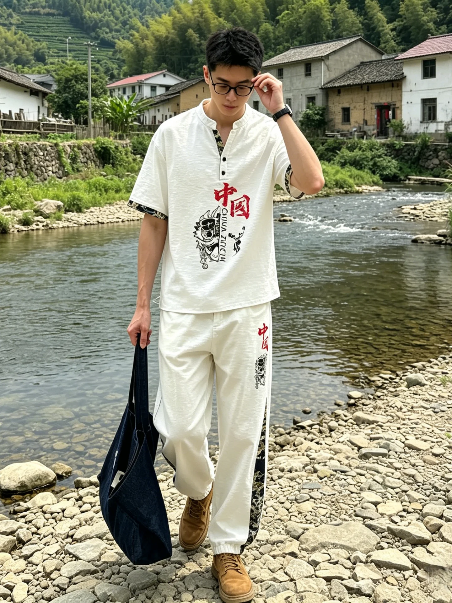 남성용 아이스 실크 스포츠웨어 세트, 반팔 티셔츠, 속건성 캐주얼 여름 의류, 나일론 레이온 스판덱스 혼방, 젊은층에게 적합