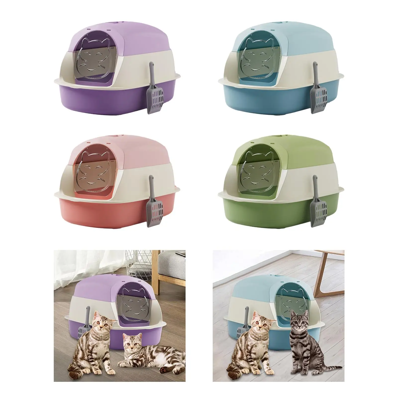 Hooded Cat Litter Boxes with Lid, Hooded Kitty Litter Tray, Enclosed Cat Toilet Kitty Litter Tray,