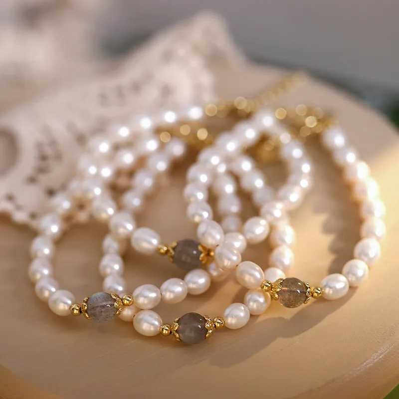 

New Arrival Fashion Natural Freshwater Pearl & Moonstone 14K Gold Filled Female Bracelet Jewelry For Women Gifts No Fade