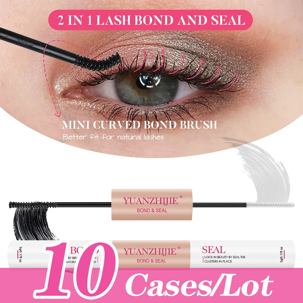 

10cases/lot YUANZHIJIE 2 in 1 Lash Bond and Seal 10ML Fast Drying Glue Waterproof Mascara Wand Makeup No Irritation Latex Free