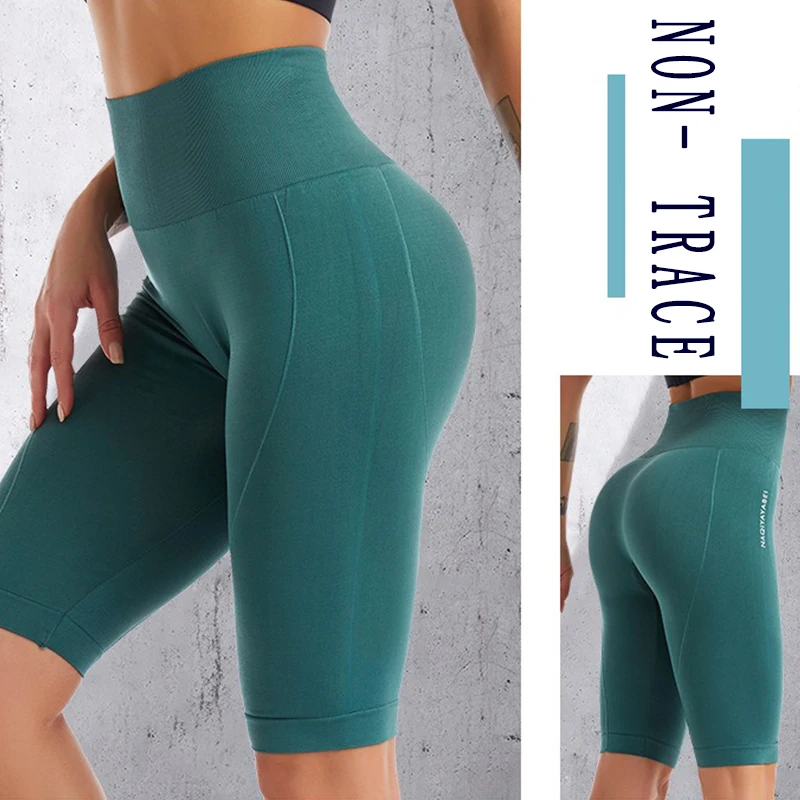 PofyBofy Widen Waistband High Waist Seamless Stretchy Butt Lifter Slim Knee-length Leggings Fitness Yoga Women Sportwear Pant