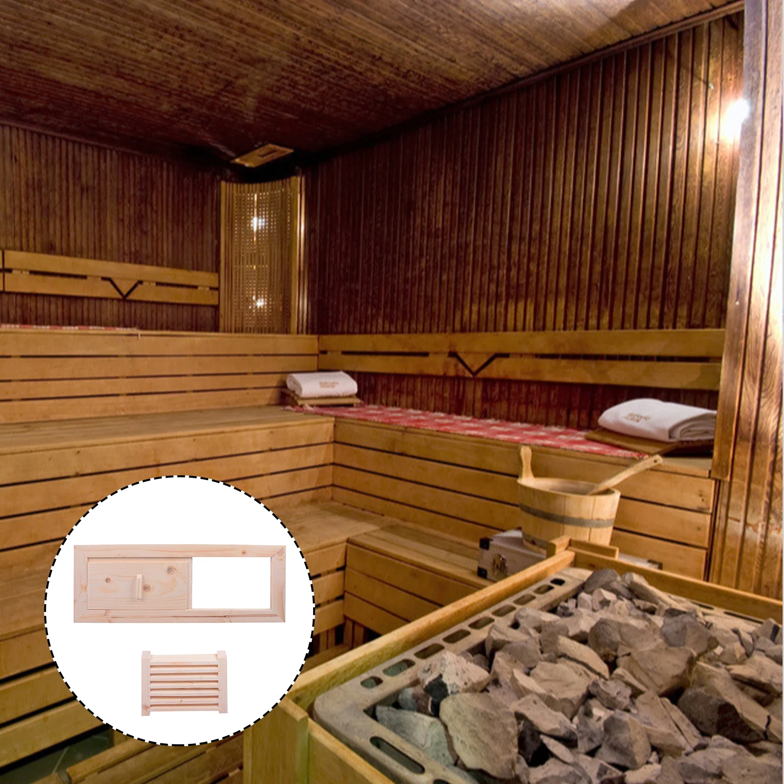 Wooden Shutter Ventilation Sauna Room Smooth Surface Vent Grille Sauna Ventilation Panel Room Shutter Window Heat