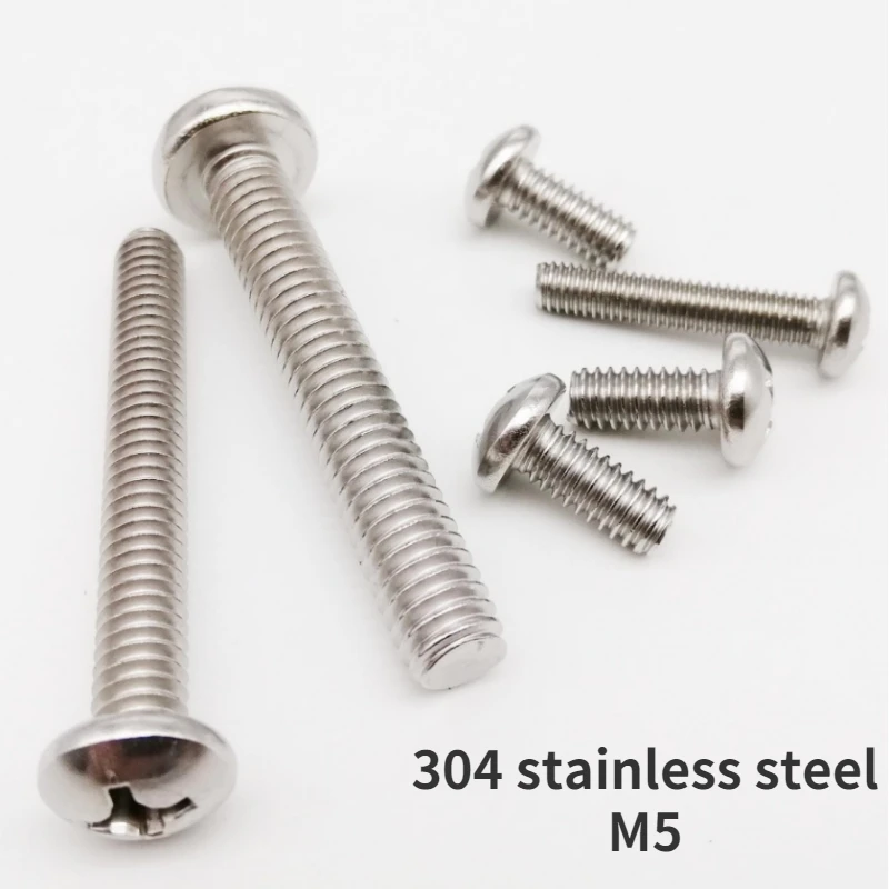 

50Pcs M5 304 Stainless Steel GB6560 Pan Head Cross Recessed Triangular Tooth Self Tapping Self Locking Screws Length=10mm-16mm