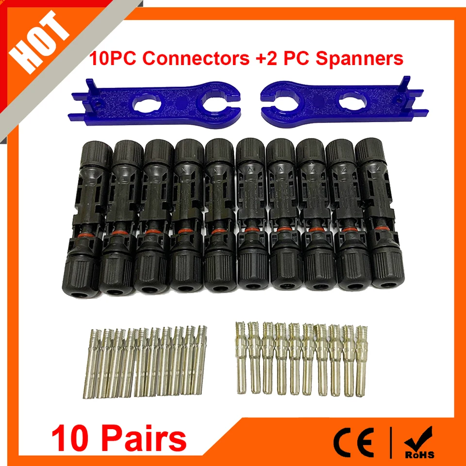 10 Paia Spine Solari + Pinza A Crimpare Spina Fotovoltaica Cavo Solare - Foto 12