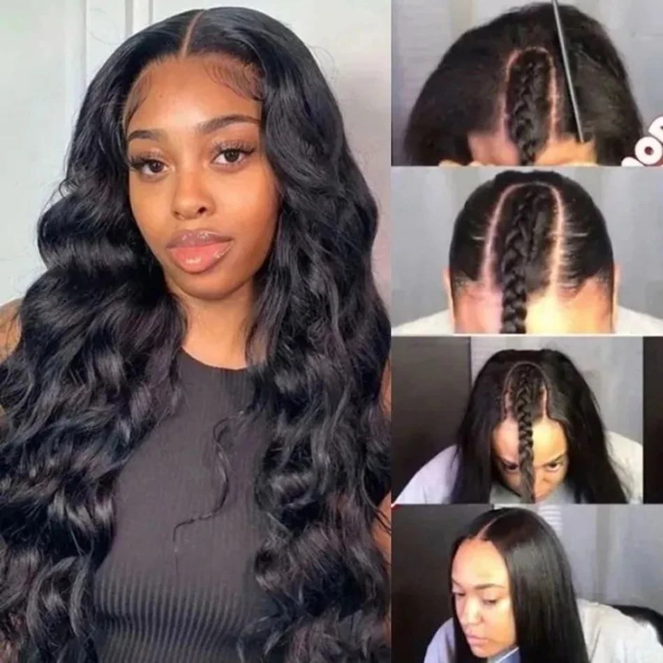 Sleek Body Wave U Part Wig Brazilian Human Hair Machine Made Natural Color For Black Women Human Hair Glueless Wig