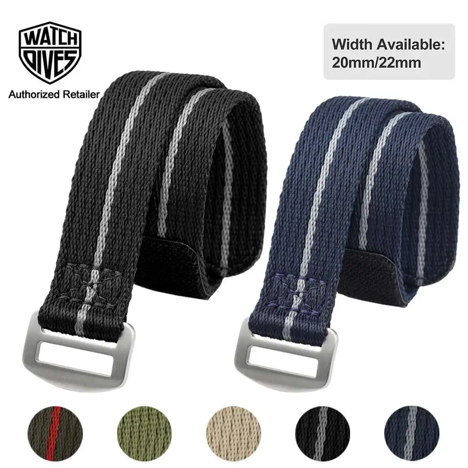 Nylon Canvas Horlogeband 18mm 20mm 22mm 24mm Universele Outdoor Sport Horlogeband Stalen Metalen Pin Gesp Polsband Accessoires Horlogeband(Blue silver,22mm