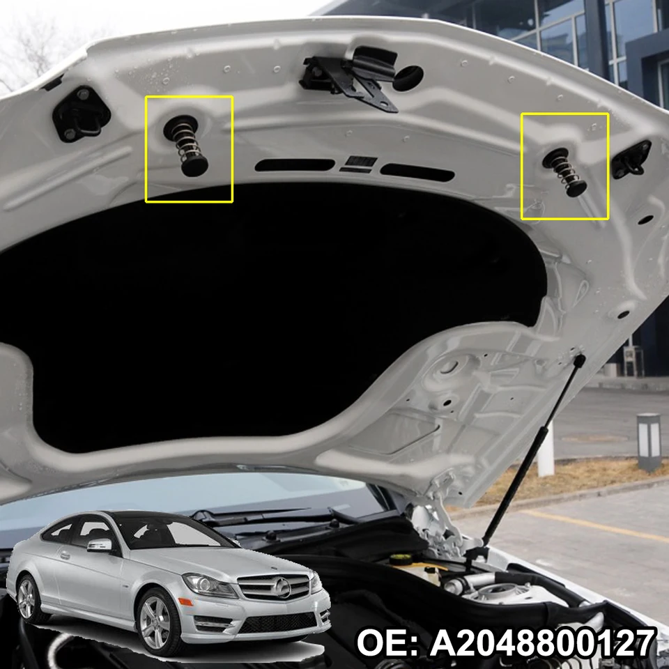 2Pcs Hood Catch Spring Safety Engine Hood Spring Compatible With 2008-2015 Mercedes W204 W212 X204 C300 C350 - A2048800227