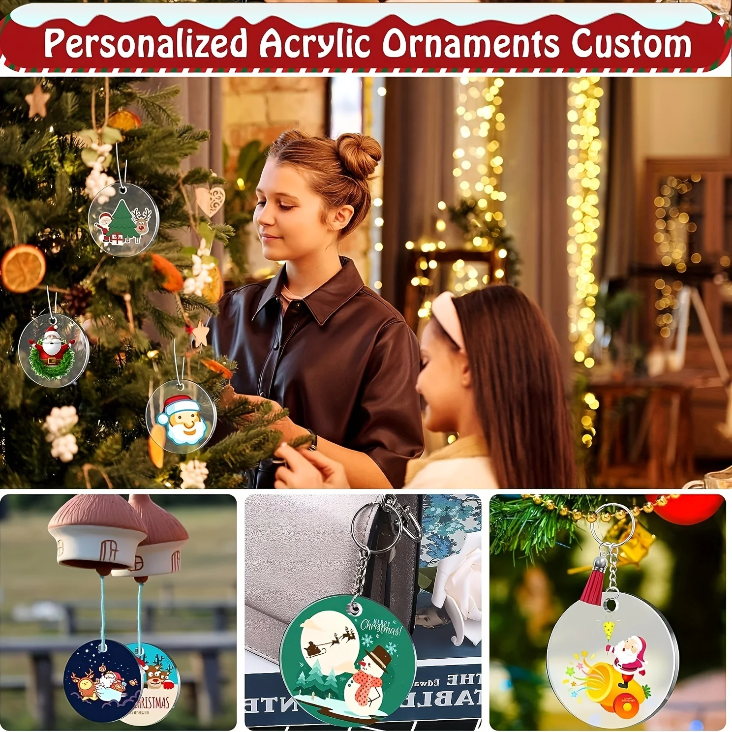 20pcs Clear Round Acrylic Christmas Ornament 3inches DIY Blank Round Acrylic Ornament Transparent Circle Discs For Christmas 3