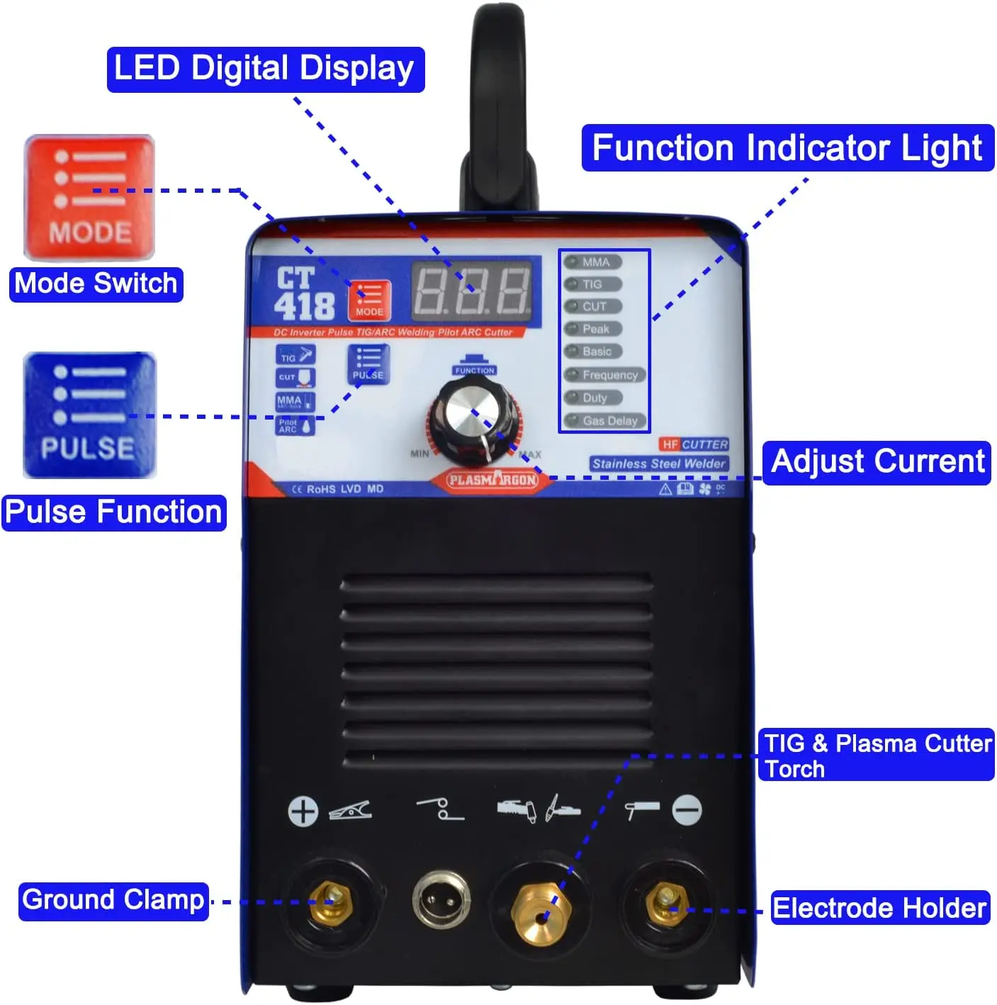 Plasmargon Plasma Cutter 4 in 1 Welding Machine CT418 Tig  MMA CUT HF Pulse DC inverter CNC Plasma Cutter for Metal 2