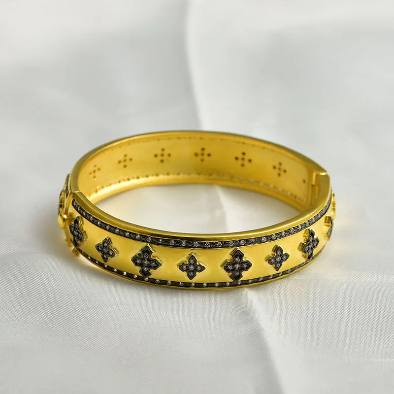 VANXIN Bracelet Open Bracelet Women's Geometric Retro Bangle CZ zircon 18K Gold Plated Jewelry