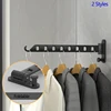 Wall Mounted Foldable Drying Rack Clothes Loop Hanger Rack Windproof Laundry Dryer Retractable Invisible Wall Hanging Organizers 1