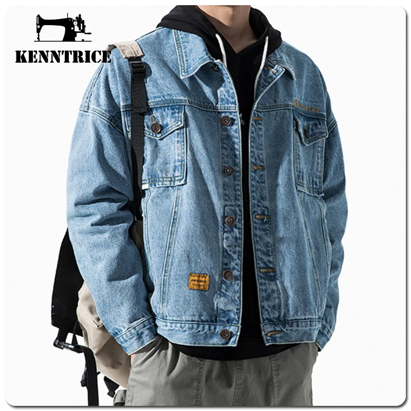 Kenntrice Hip Hop Denim Jackets Oversize Streetwear Style Casual Jeans Coat  Wide Denim Jacket Men'S Clothes Jeans Jacket For Man