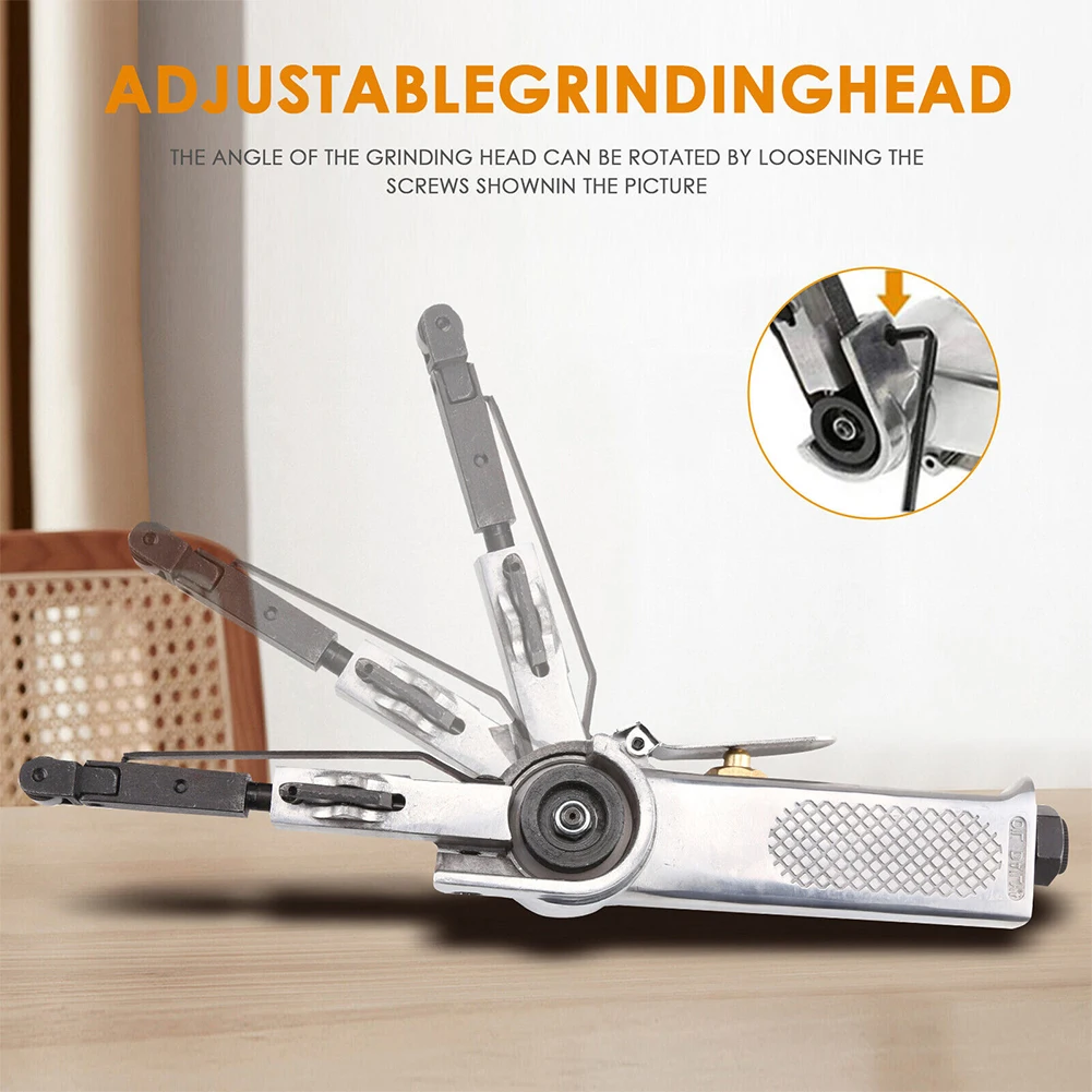 Air Angle Grinding Machine 16000RPM 3/8 Inch Pneumatic Sanding Buffing Tools Heavy Duty Belt Grinder with Sanding Belts