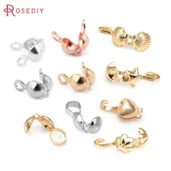 8x4MM 9x4MM 11x5MM 18K Gold Color Brass Wire and Thread Cover Clasps Jewelry Necklace Bracelets Findings Accessories