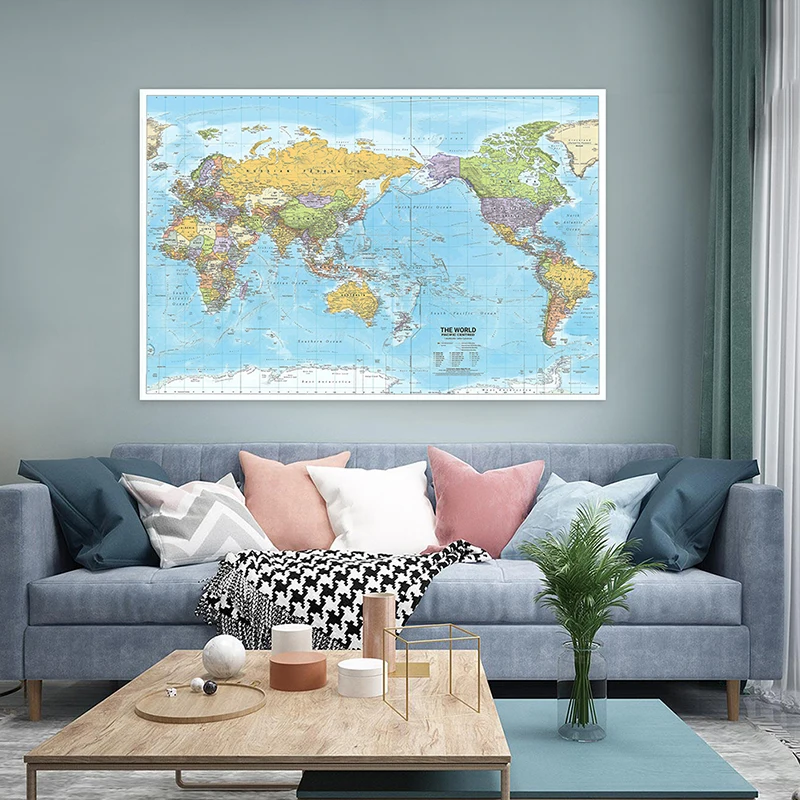 Decor 2012 The World Map in English 120*80cm Decorative Hanging Picture Non-woven Artistic Background Home School Supplies
